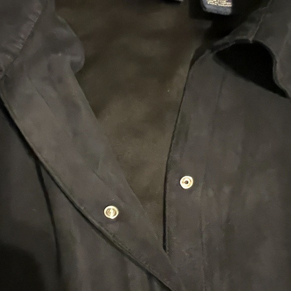 💥SONOMA Shirt Women’s Black Faux Suede Long Sleeve Snap Front Blouse Top 2X - Picture 3 of 8